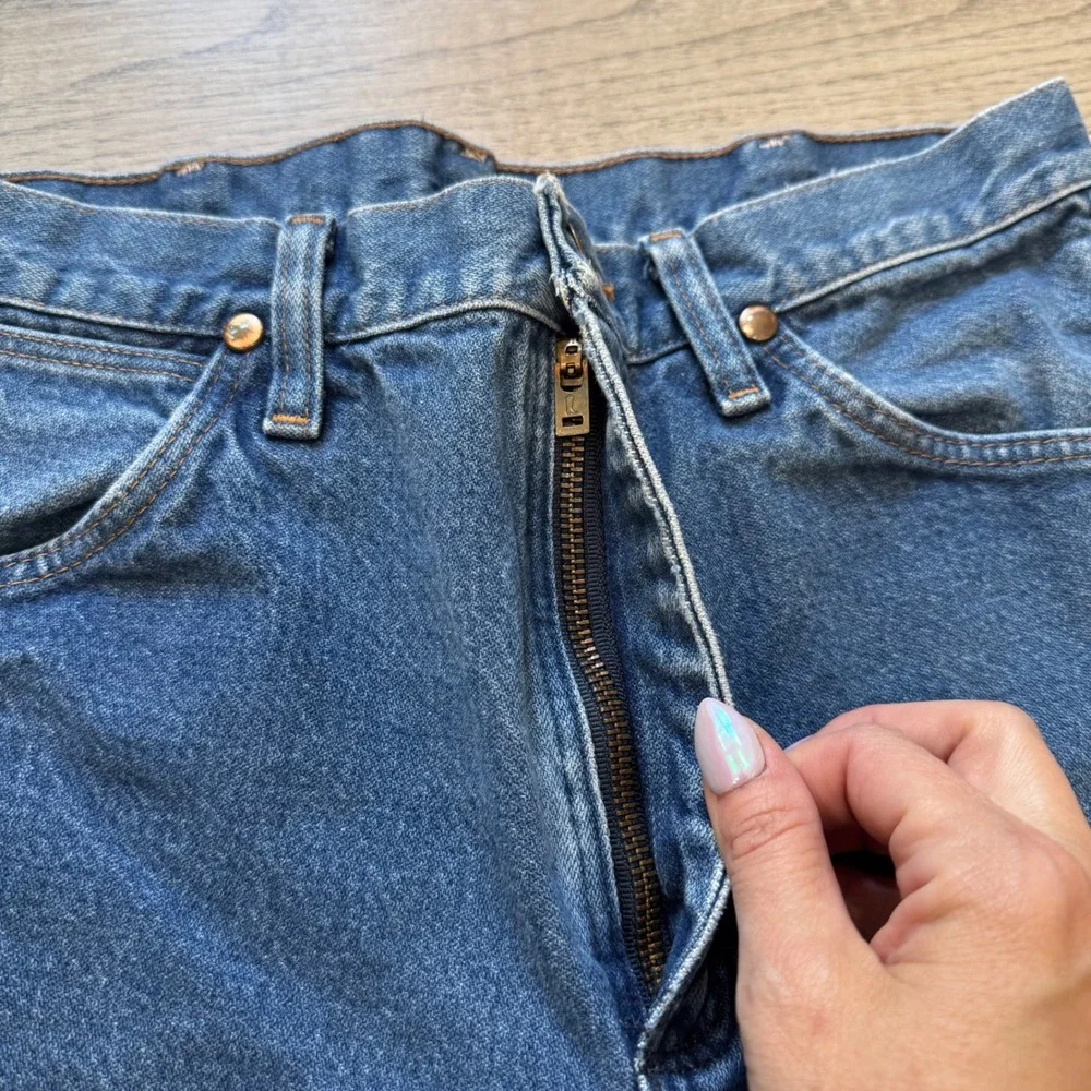 Vintage Y2K Wrangler 980DEN Straight Leg Blue Jeans 31x32 90s Western Cowboy